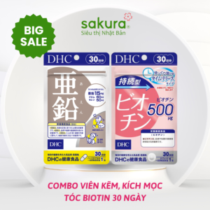 DHC Combo Viên Kẽm, Kích Mọc Tóc Biotin 30 Ngày Nhật Bản